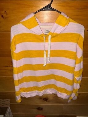 J. Crew Striped Hoodie in Yellow and Pale Pink